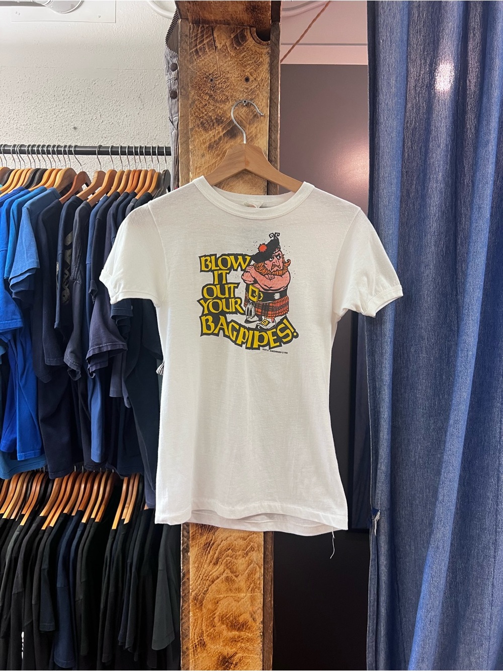 Vintage 80s Blow It Out Your Bagpipes White Tshirt
